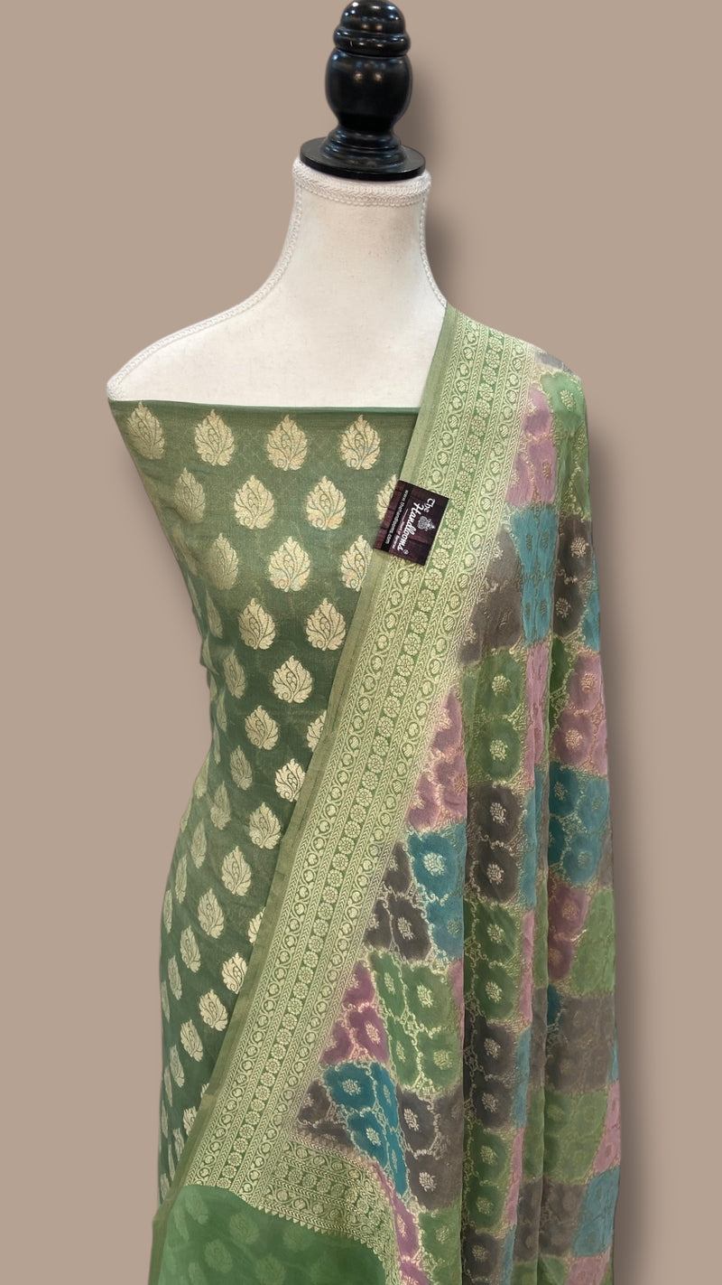 Tissue Khaddi Georgette Banarasi Dress material - The Handlooms