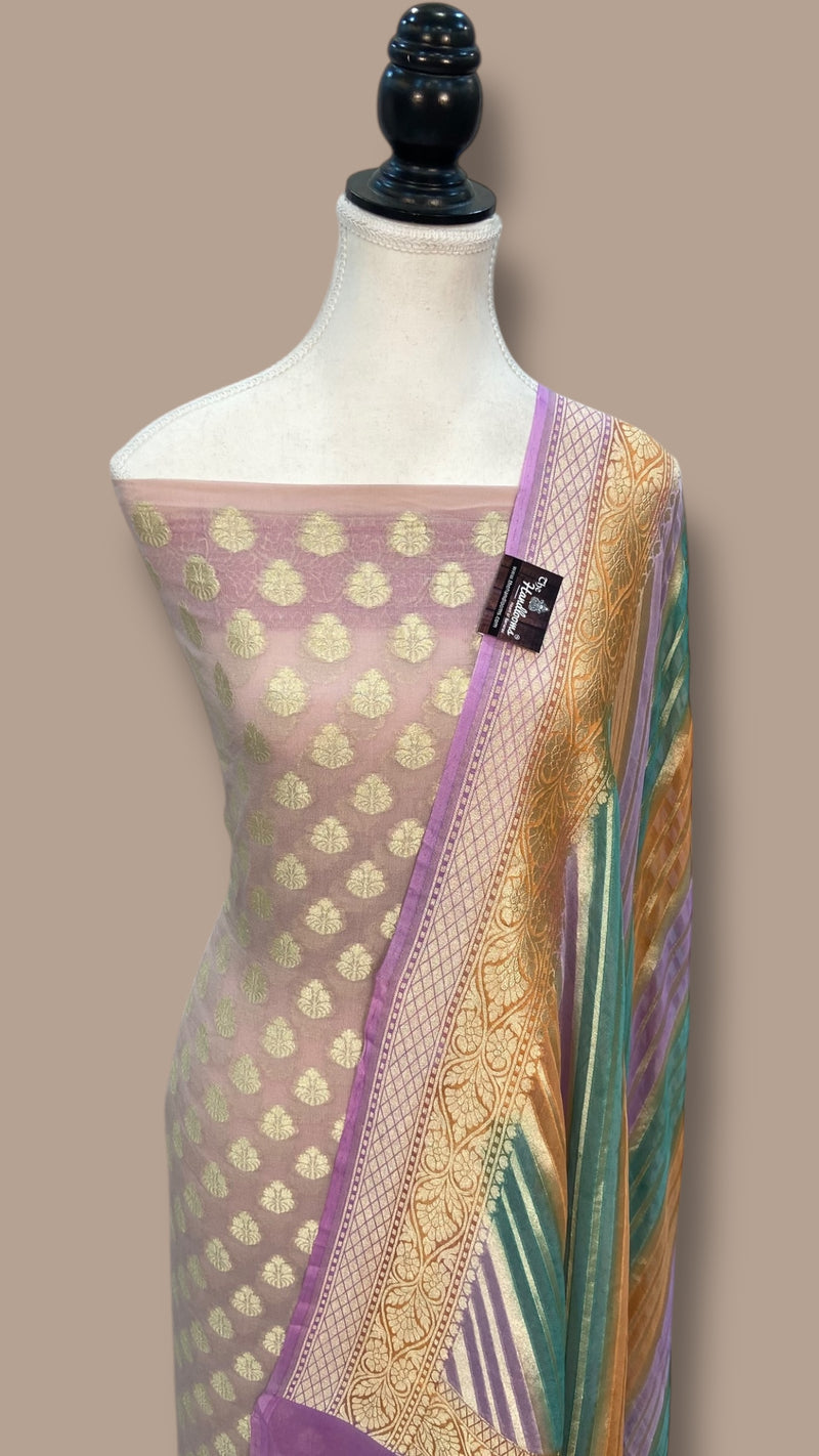 Pure Khaddi Georgette Banarasi Dress material - The Handlooms