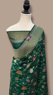 Ektara Pure Katan Silk Banarasi Handloom Saree - All over Sona Roopa Jaal Work with Meenakari - The Handlooms