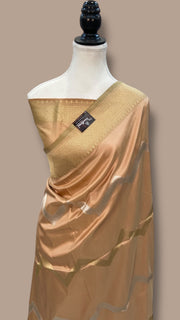 Pure Katan Silk Banarasi Handloom Saree - All over sona roopa Kadua stripe - The Handlooms