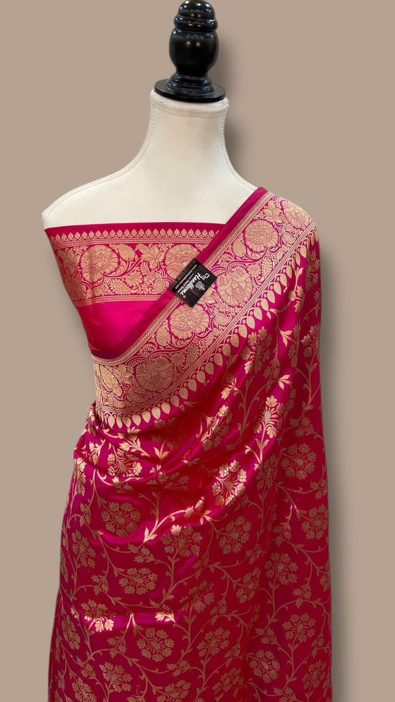 Pure Katan Silk Banarasi Handloom Saree - All Over Jaal Work - The Handlooms