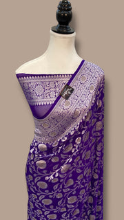 Khaddi Georgette Handloom Banarasi Saree with Siroski Stone Work - The Handlooms