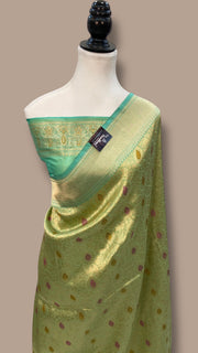 Pure Katan Silk Banarasi Handloom Saree - Tanchui Brocade With Meenakari - The Handlooms