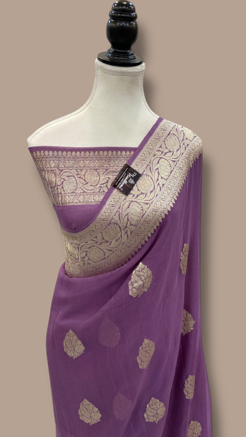 Pure Georgette Banarasi Saree Water zari - The Handlooms