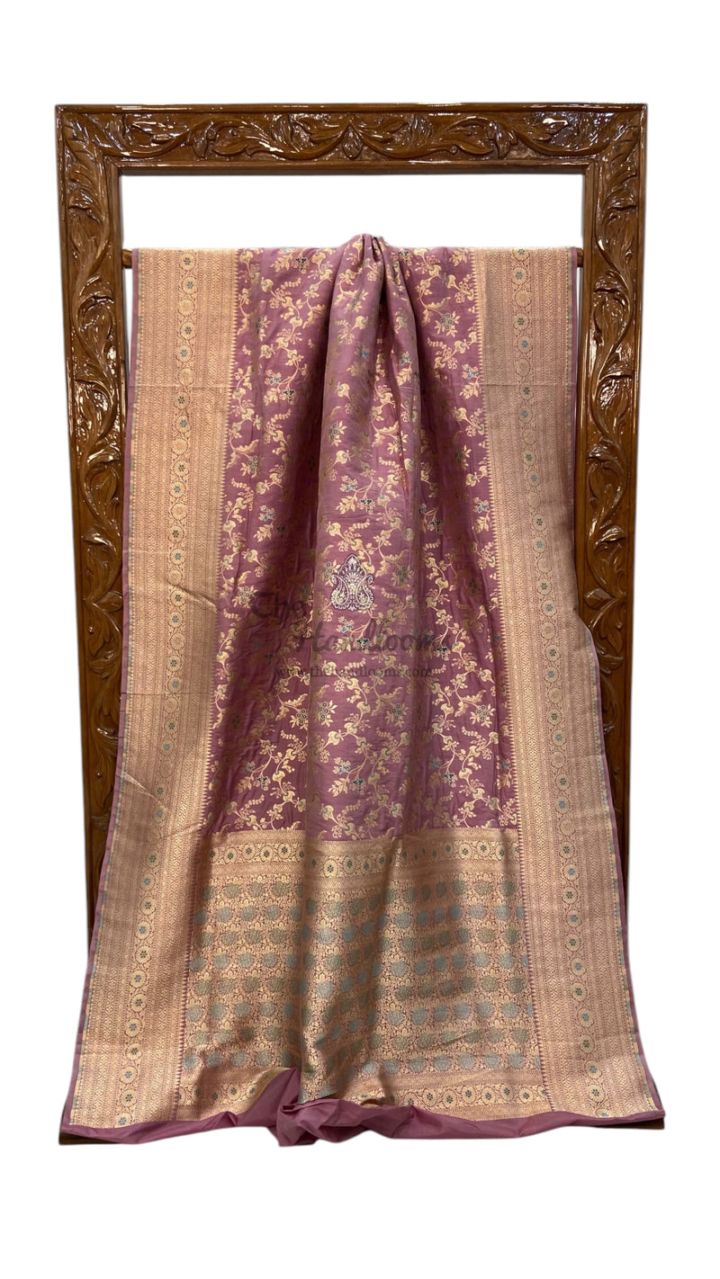 Pure Katan Silk Banarasi Handloom Saree - All over Jaal Work With Meenakari - The Handlooms