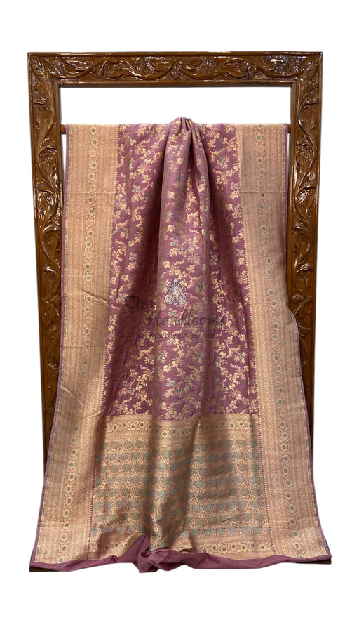 Pure Katan Silk Banarasi Handloom Saree - All over Jaal Work With Meenakari - The Handlooms