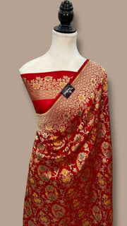 Pure Katan Silk Banarasi Handloom Saree - All over Jaal Work With Meenakari - The Handlooms