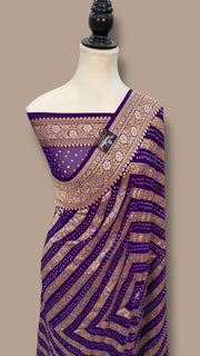 Pure Georgette Banarasi Bandhej Handloom Saree - The Handlooms