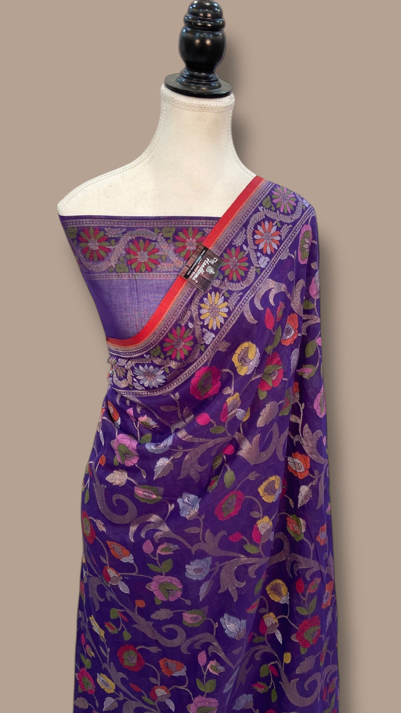 Pure Cotton Jamdani Handloom Banarasi Saree - The Handlooms