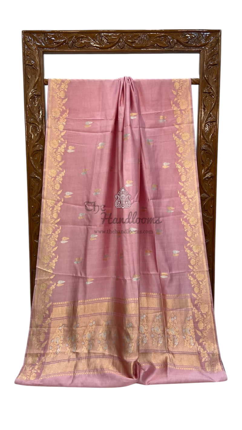 Pure Katan Silk Banarasi Handloom Saree - All over Kadua motifs - The Handlooms