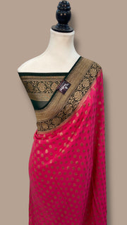 Khaddi Georgette Handloom Banarasi Saree -  Antique zari - The Handlooms