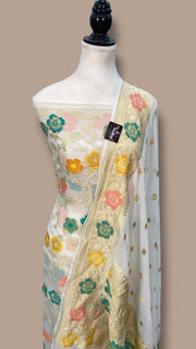 Khaddi Georgette Banarasi Dress material with Meenakari - The Handlooms