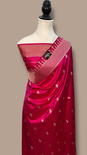 Pure Katan Silk Banarasi Handloom Saree - All over Sona Roopa Kadua motifs - The Handlooms