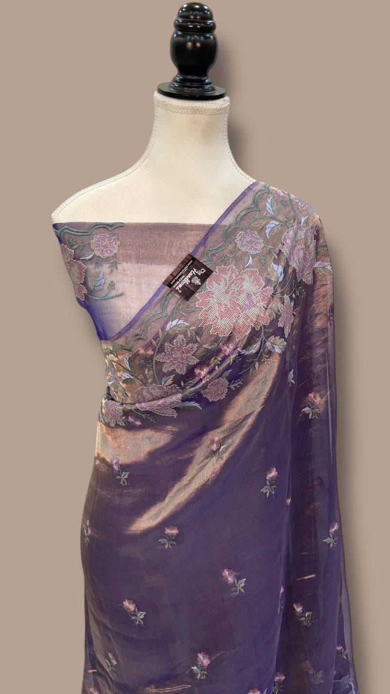 Pure Tissue Handloom Banarasi Saree With Chikankari - The Handlooms