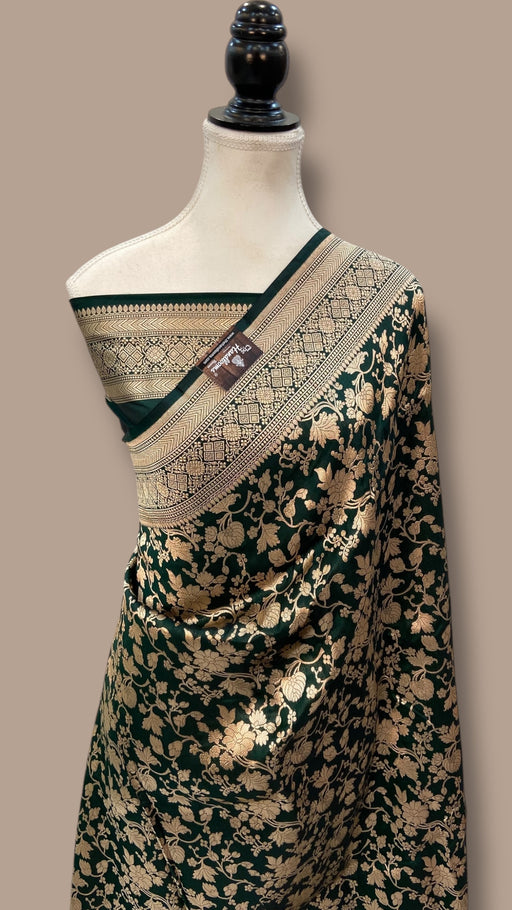 Pure Katan Silk Banarasi Handloom Saree - All Over Jaal Work - The Handlooms