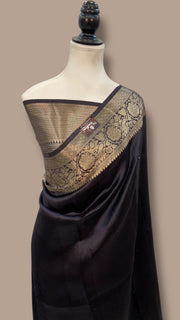 Black Pure Silk Banarasi Saree - The Handlooms
