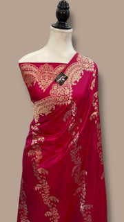 Pure Katan Silk Banarasi Handloom Saree - All over soona roopa  Kadua stripe - The Handlooms