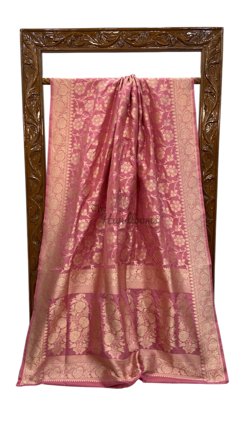 Pure Katan Silk Banarasi Handloom Saree - All Over Jaal Work - The Handlooms