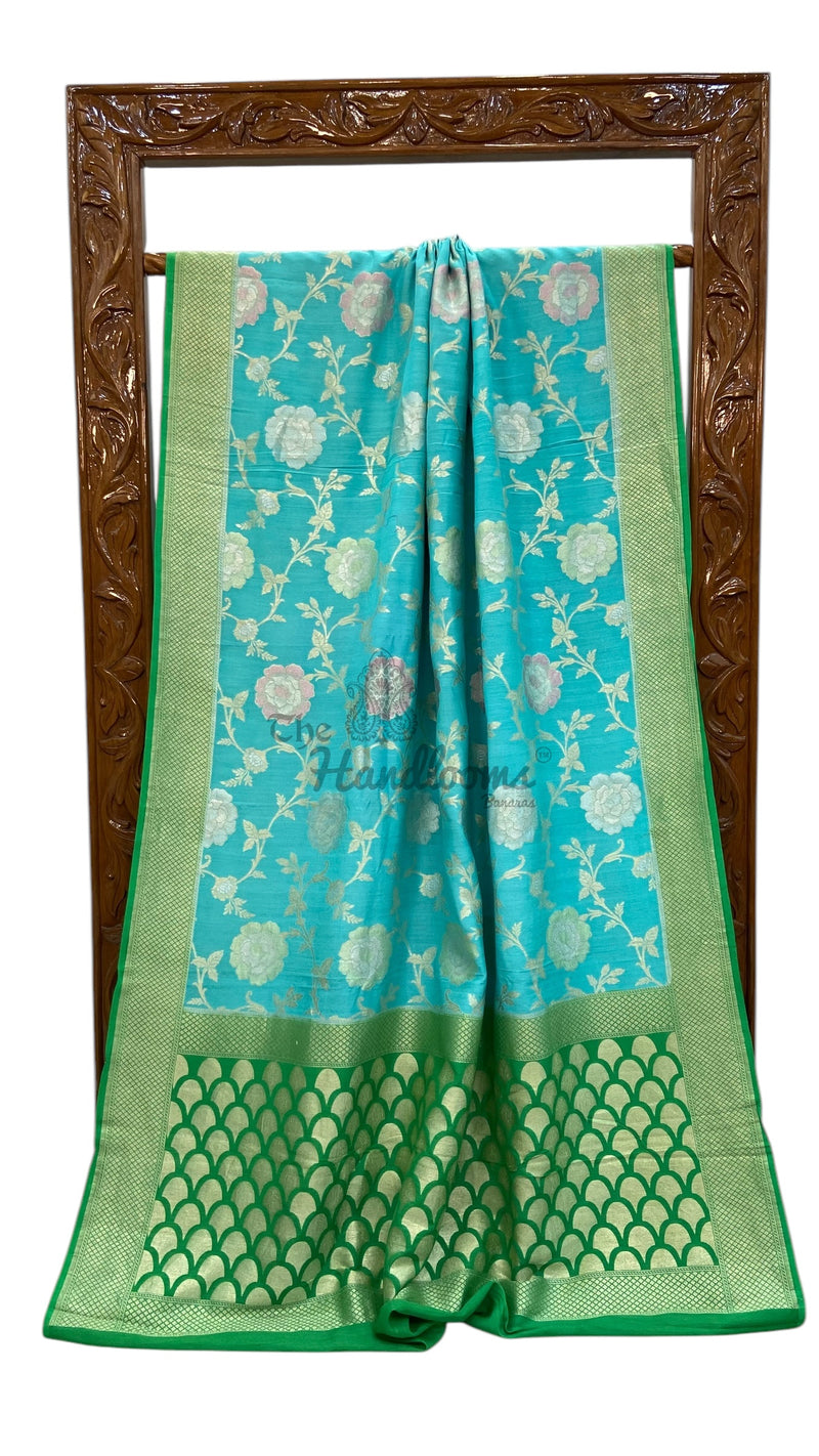 Moonga Georgette Handloom Banarasi Saree - The Handlooms