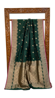 Pure Satan Silk Banarasi Handloom Saree - All over Motifs Work - The Handlooms