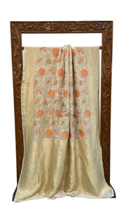 Pure Khaddi Georgette Handloom Banarasi Saree - All over Jaal Work With Meenakari - The Handlooms