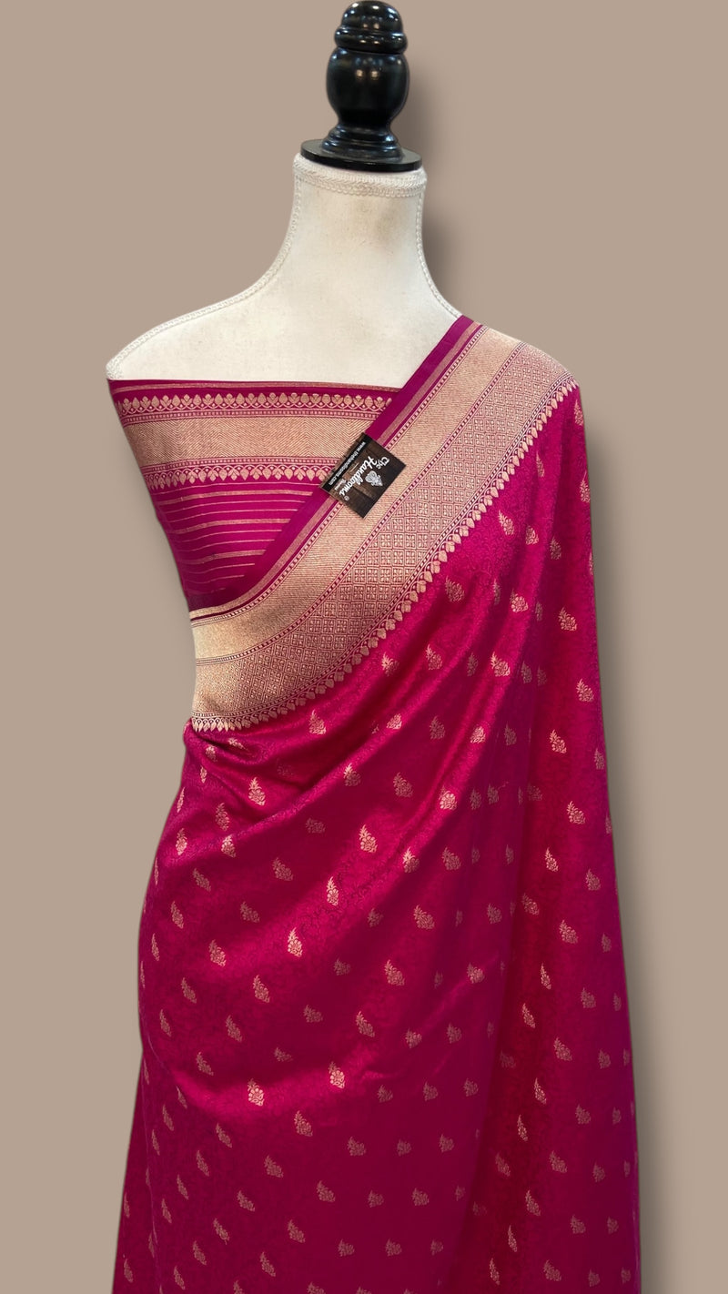 Regal Pure Katan Silk Banarasi Saree – Handwoven Tanchui Brocade - The Handlooms