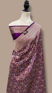 Regal Pure Katan Silk Banarasi Saree – Handwoven Tanchui Brocade - The Handlooms