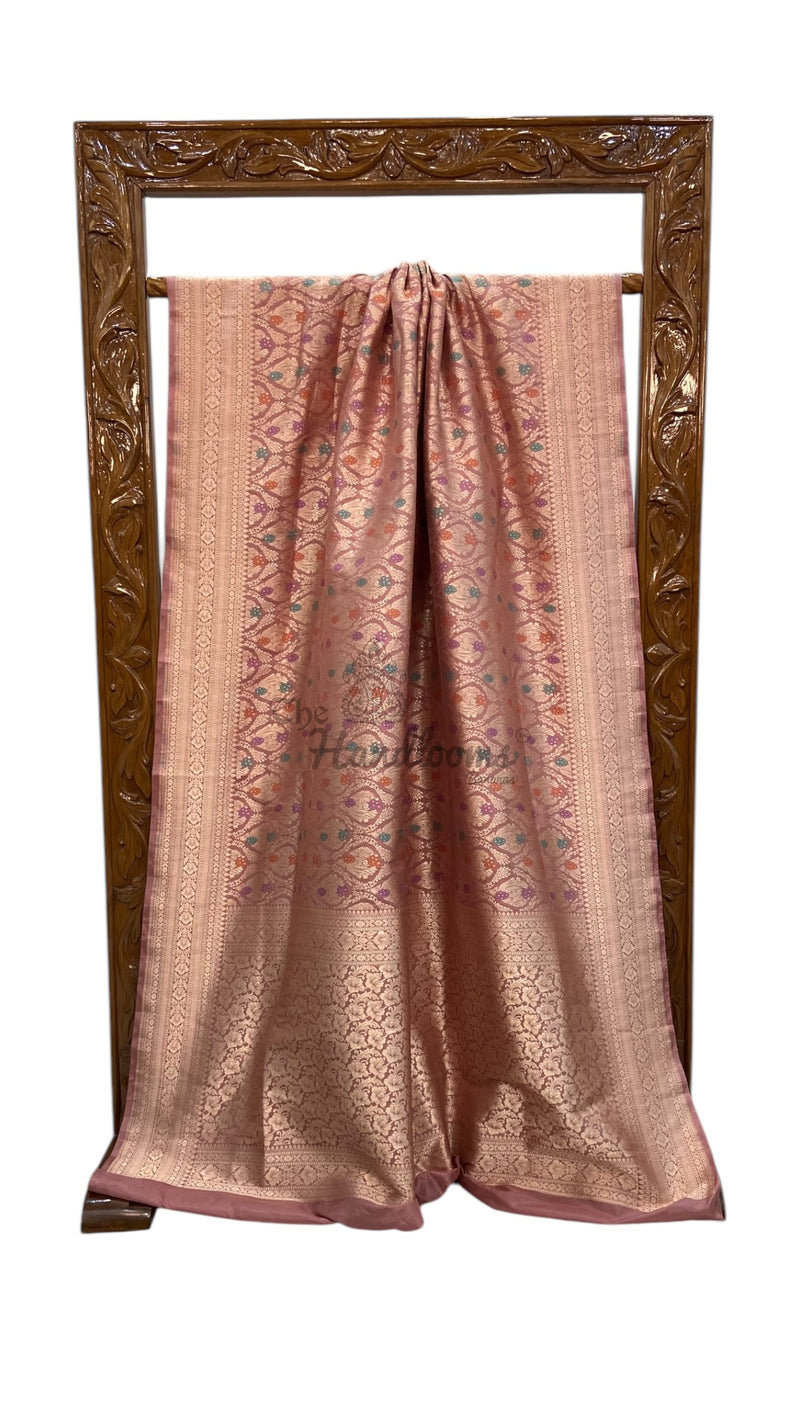 Regal Pure Katan Silk Banarasi Saree – Handwoven Tanchui Brocade - The Handlooms