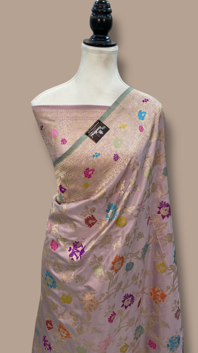 Ektara Pure Katan Silk Banarasi Handloom Saree - All over kadiyal Jaal work - The Handlooms