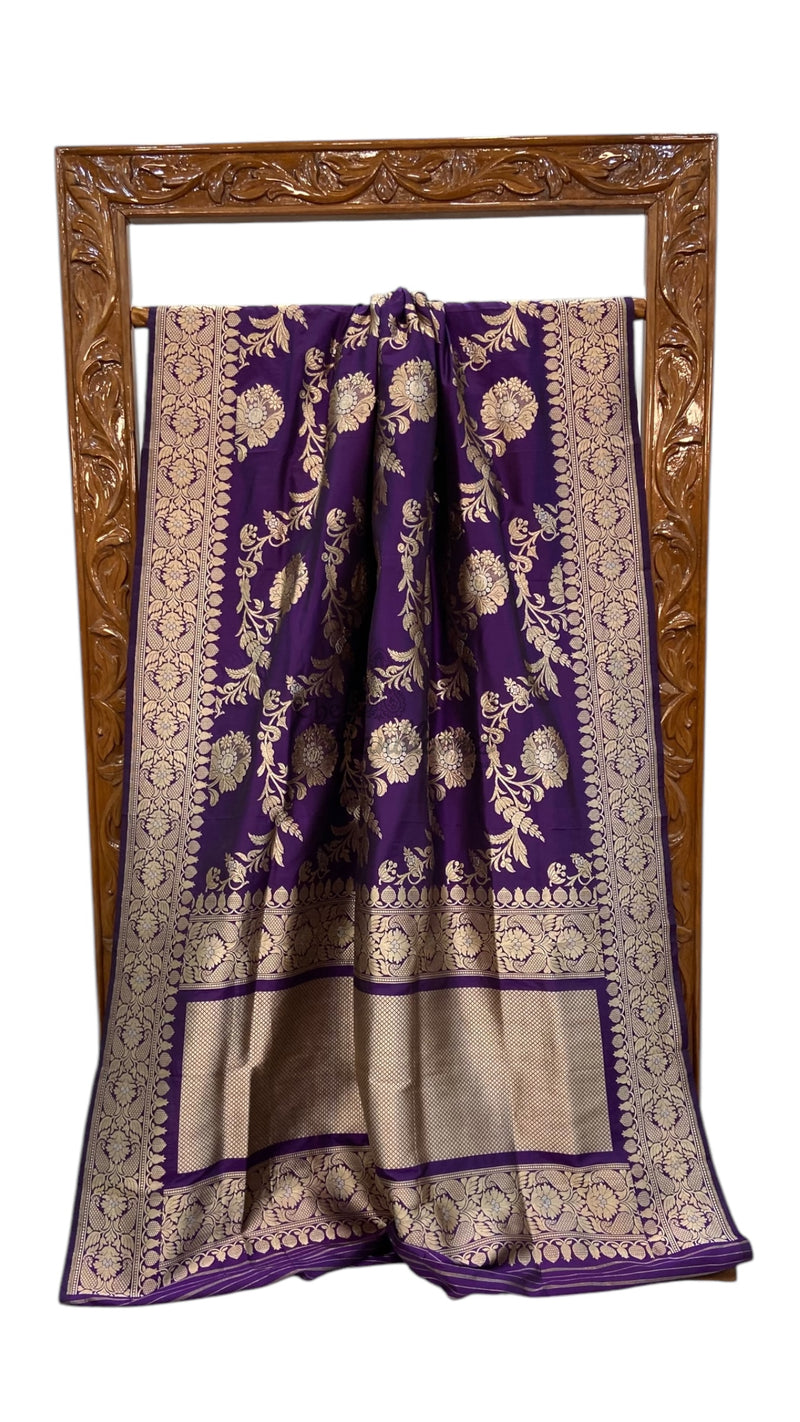 Pure Katan Silk Banarasi Handloom Saree - All over kadiyal Jaal work - The Handlooms