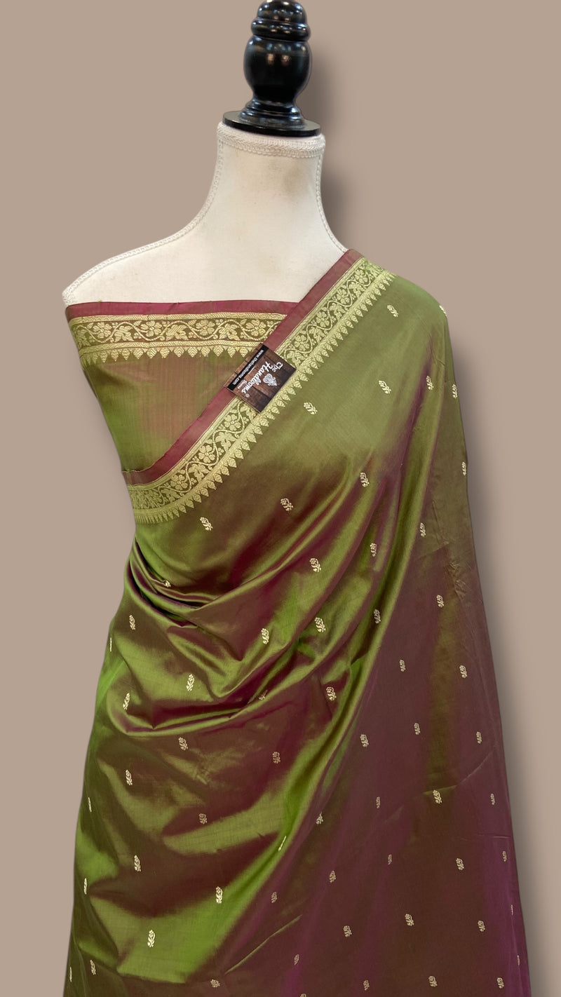 Pure Katan Silk Reshmi Zari Banarasi Handloom Saree - The Handlooms