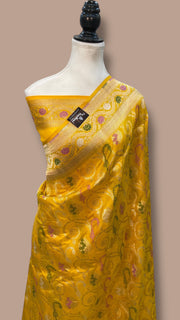 Pure Katan Silk Banarasi Handloom Saree - All over Jaal work With Meenakari - The Handlooms