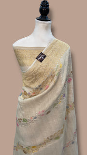 Pure Tussar Handloom Banarasi Saree - All over kadua Weaving - The Handlooms