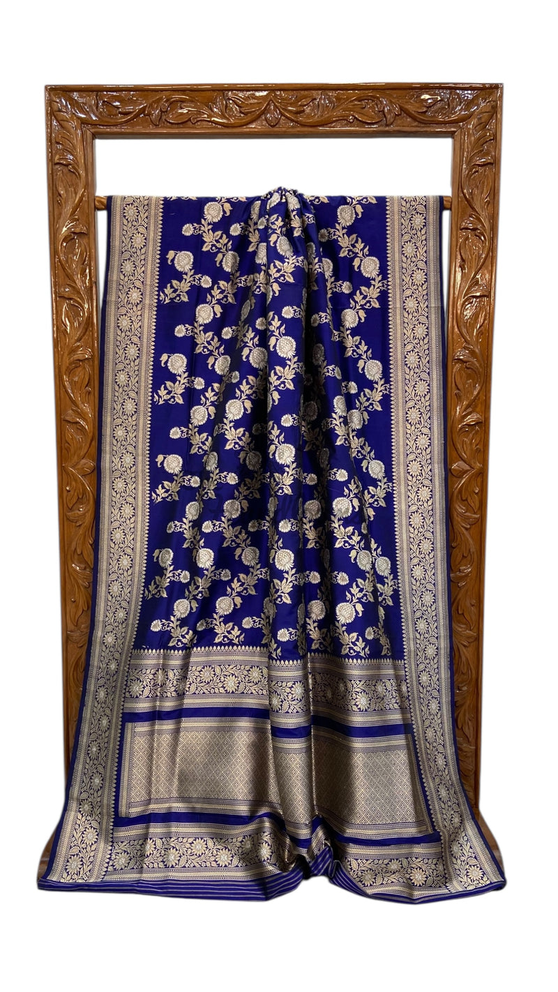 Pure Katan Silk Banarasi Handloom Saree - All over kadiyal Jaal work - The Handlooms
