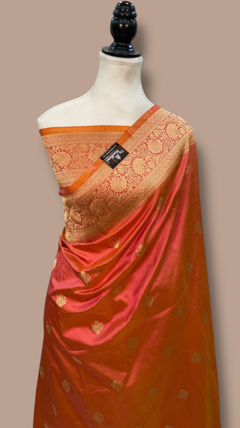Pure Katan Silk Banarasi Handloom Saree - All over Kadua motifs - The Handlooms
