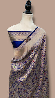 Regal Pure Katan Silk Banarasi Saree – Handwoven Tanchui Brocade with Meenakari Work - The Handlooms