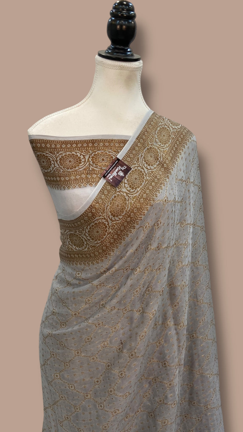 Pure Chiffon Khaddi Banarasi Saree - The Handlooms