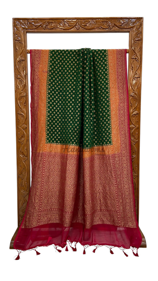 Pure Khaddi Georgette Handloom Banarasi Saree - Antique Zari - The Handlooms