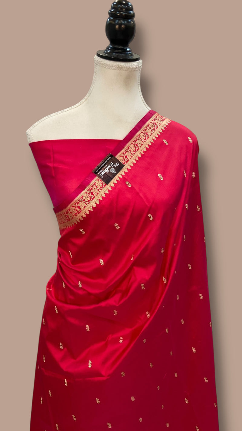 Pure Katan Silk Reshmi Zari Banarasi Handloom Saree - The Handlooms
