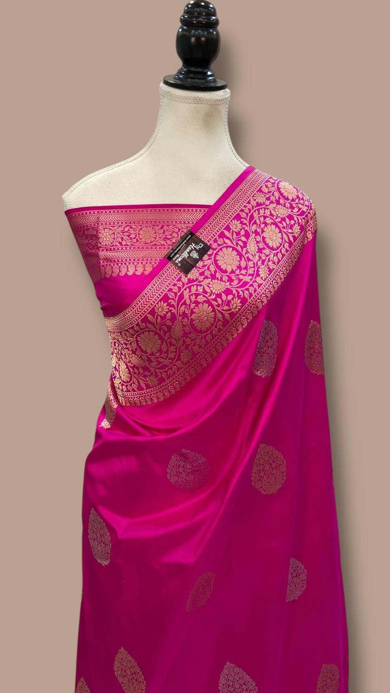 Pure Katan Silk Banarasi Handloom Saree - All Over Sona Roopa Kadua Boota - The Handlooms