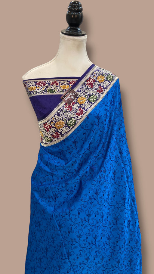 Regal Pure Katan Silk Banarasi Saree – Handwoven Tanchui Brocade with Meenakari Work - The Handlooms