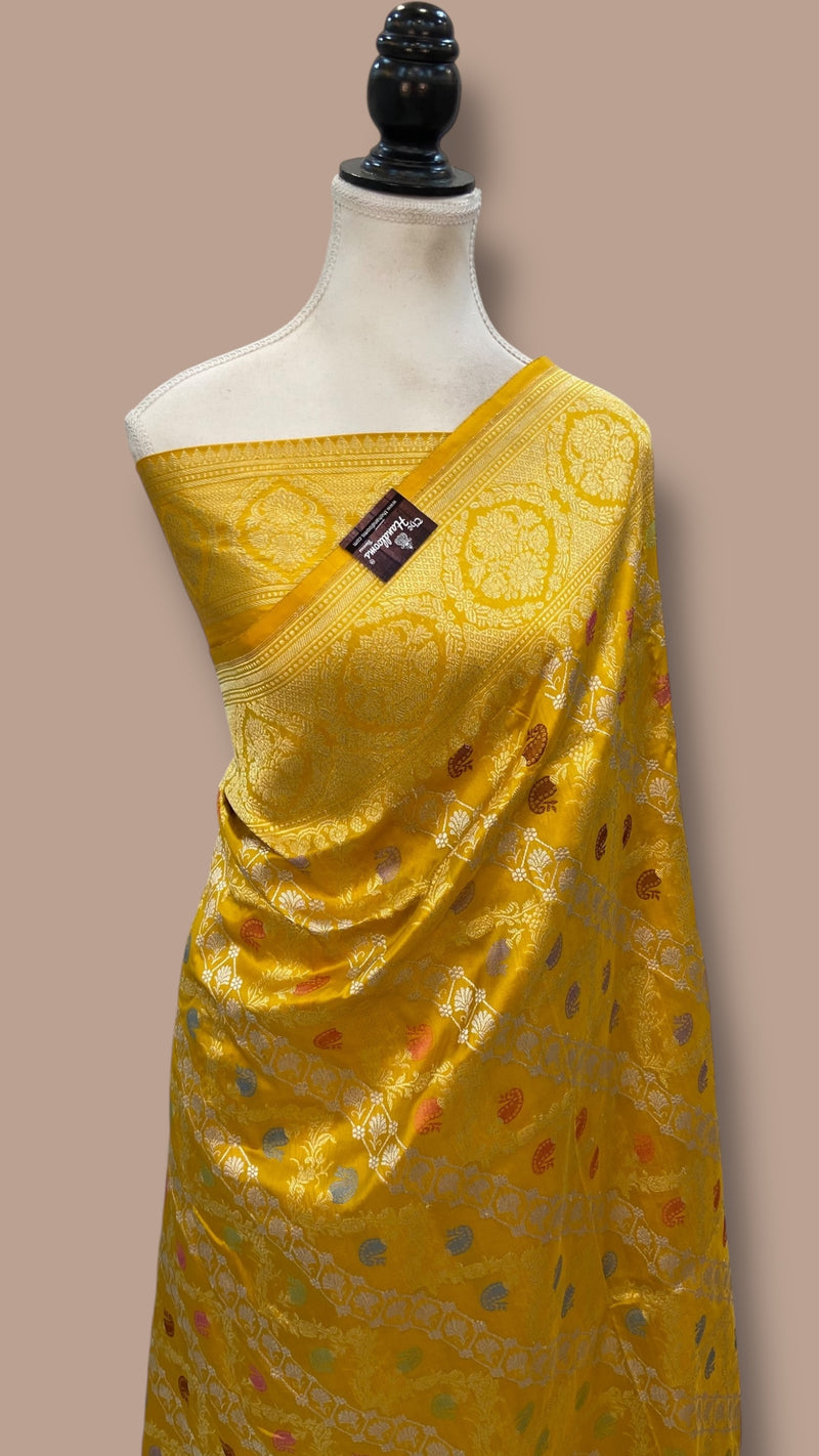 Ektara Pure Katan Silk Banarasi Handloom Saree - All over kadiyal Jaal work - The Handlooms