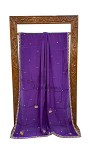 Pure Georgette Handloom Banarasi Saree with Handwork Lace - The Handlooms