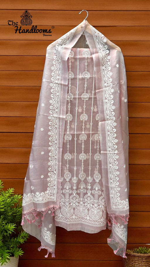 Pure Organza Chikankari Handloom Banarasi Dress - The Handlooms