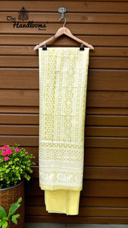 Pure Organza Chikankari Handloom Banarasi Dress Material - The Handlooms