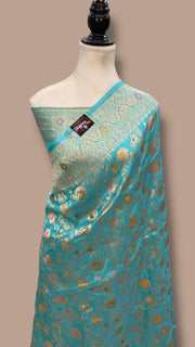 Pure Katan Silk Banarasi Handloom Saree - All over Jaal work With Meenakari - The Handlooms
