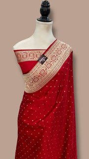 Pure Satan Silk Banarasi Handloom Saree - All over Motifs Work - The Handlooms
