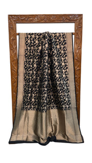 Pure Katan Silk Banarasi Handloom Saree - All Over Sona Roopa Jaal Work - The Handlooms