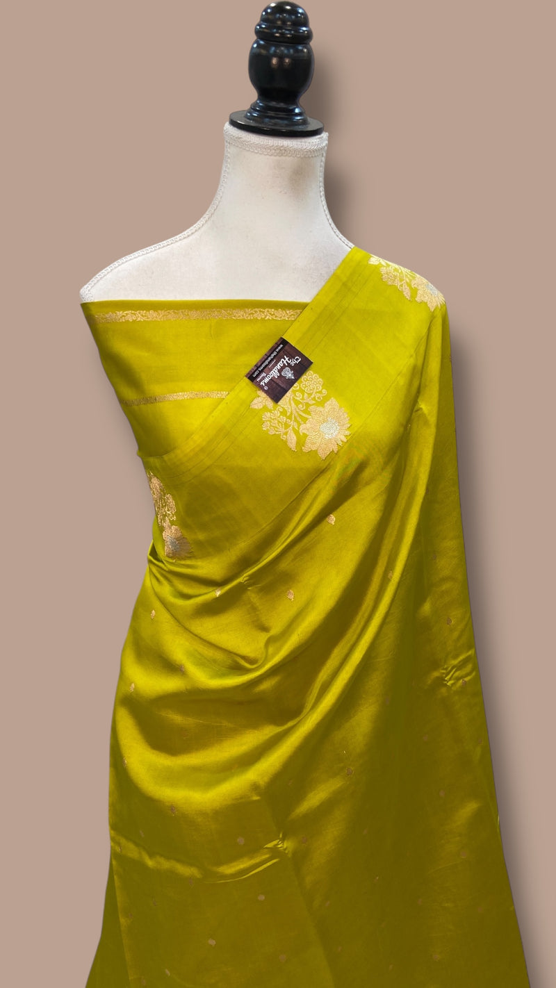 Pure Katan Silk Banarasi Handloom Saree - All over Kadua Motifs - The Handlooms
