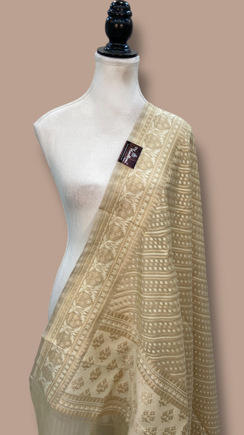 Pure Cotton Banarasi Handloom Dupatta - The Handlooms